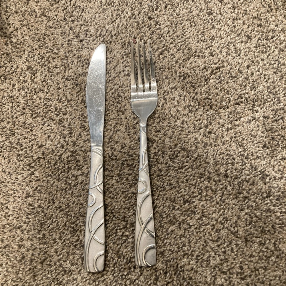 Cambridge Conquest Stainless Steel  Flatware Teaspoons Knife & Dinner Fork 2 Pc